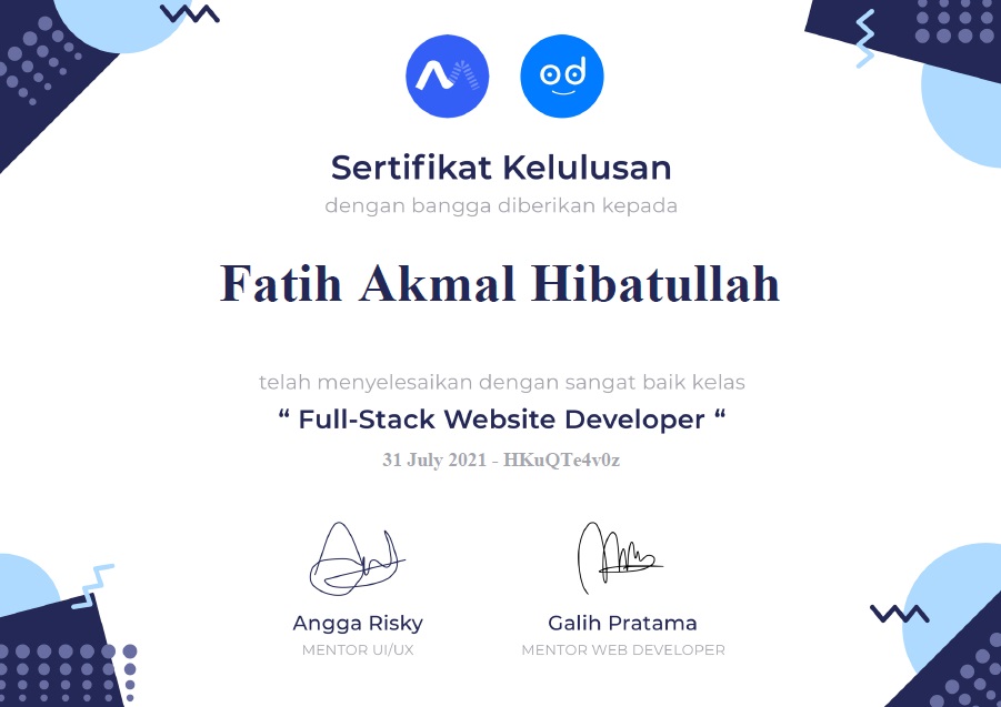 Sertifikat Full Stack Web Development